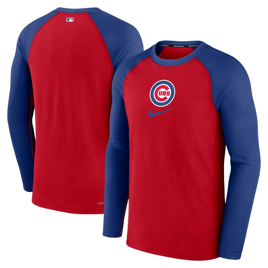 Men's Chicago Cubs Nike Red Authentic Collection Game Raglan Performance Long Sleeve T-Shirt - Puhuasuan