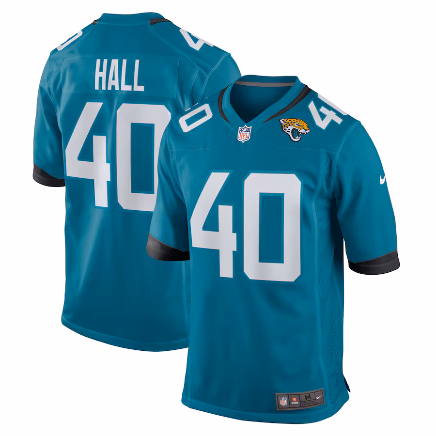 Men's Jacksonville Jaguars Tyler Hall Nike Teal Team Game Jersey - Puhuasuan