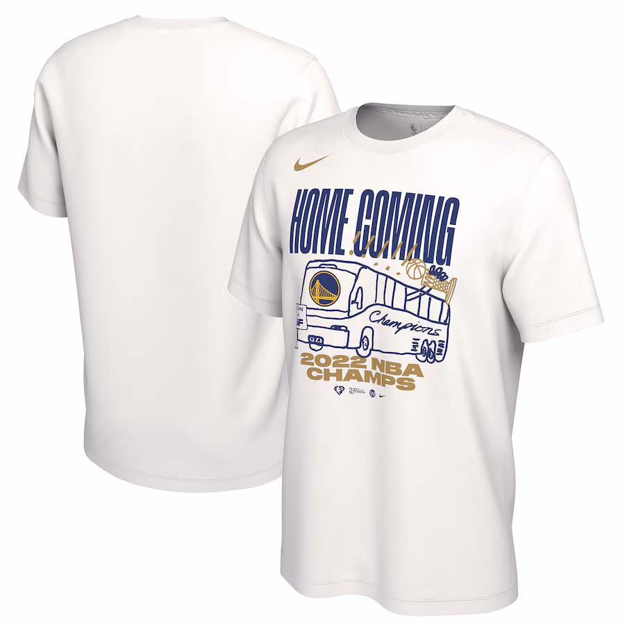 Men's Golden State Warriors Nike White 2022 NBA Finals Champions Celebration Parade T-Shirt - Puhuasuan