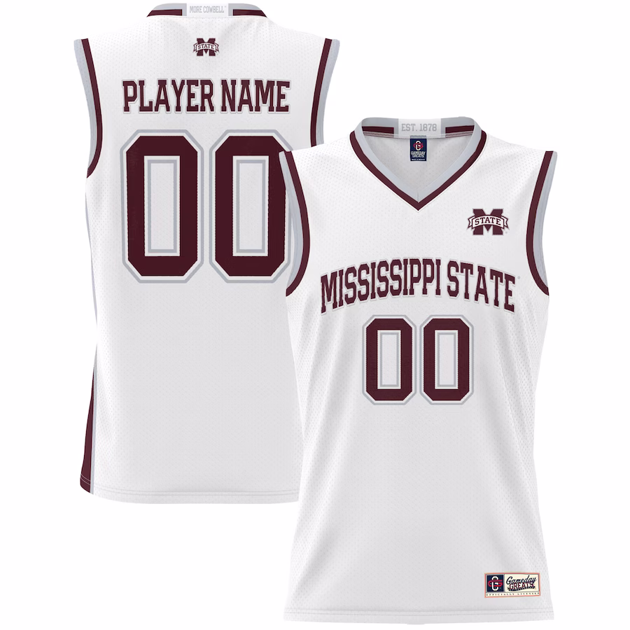 Mississippi State Bulldogs GameDay Greats Youth NIL Pick-A-Player Lightweight Basketball Jersey - White - Puhuasuan