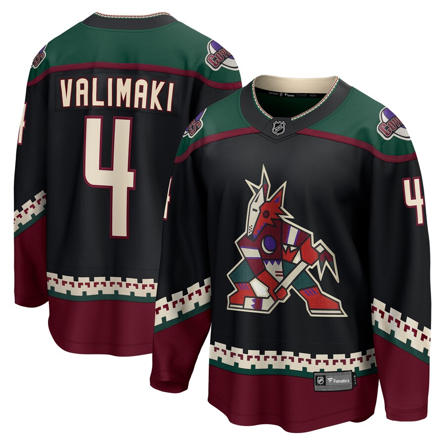 Men's Arizona Coyotes Juuso Valimaki Fanatics Branded Black Home Breakaway Jersey - Puhuasuan