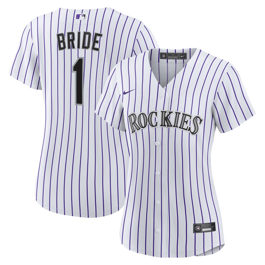 Women's Colorado Rockies Nike White #1 Bride Home Replica Jersey - Puhuasuan