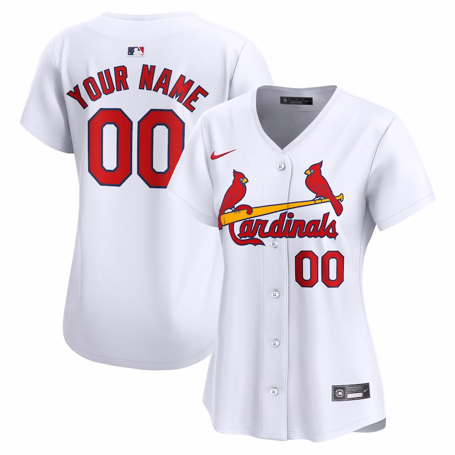Women's St. Louis Cardinals Nike White Home Limited Custom Jersey - Puhuasuan