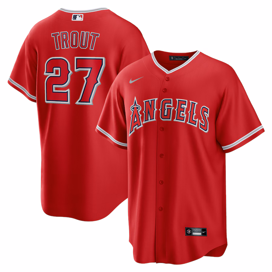 Men's Los Angeles Angels Mike Trout Nike Red Alternate Replica Player Name Jersey - Puhuasuan
