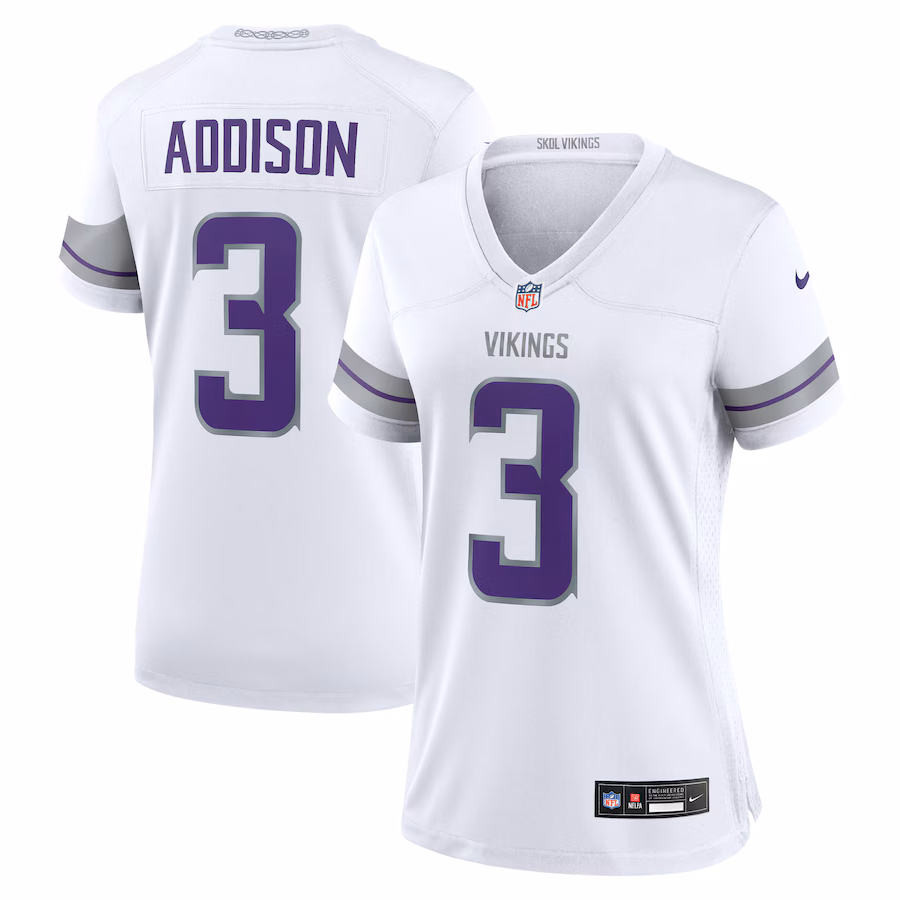 Women's Minnesota Vikings Jordan Addison Nike White Alternate Game Player Jersey - Puhuasuan