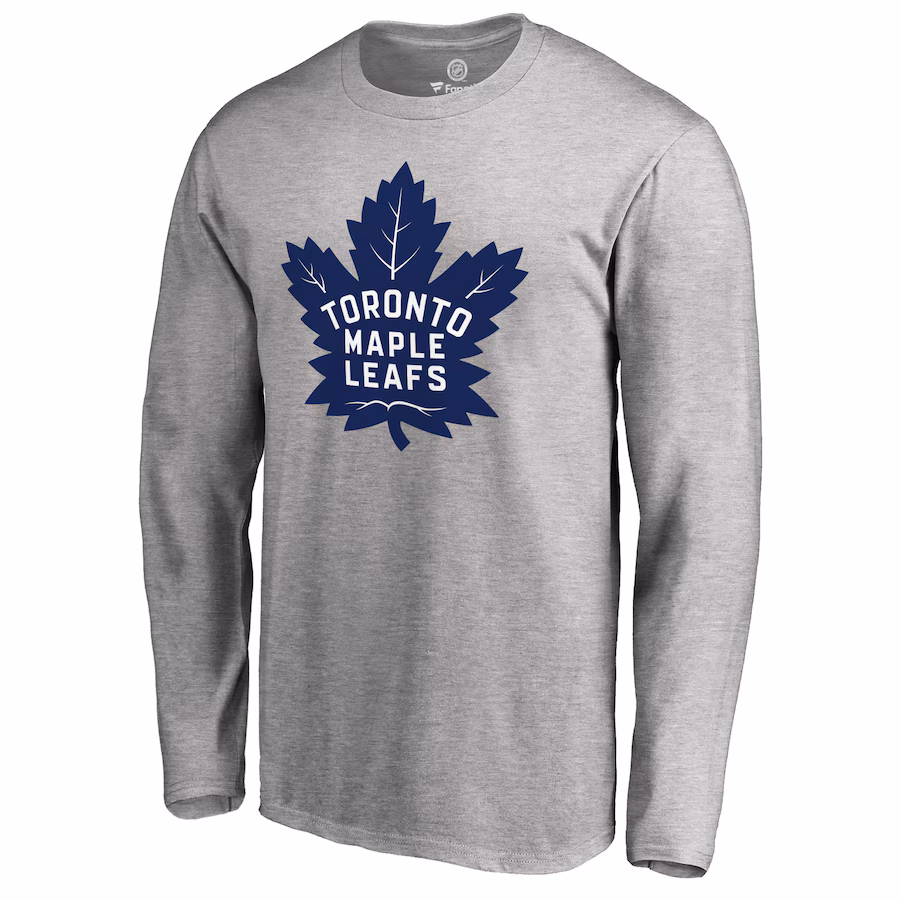 Men's Toronto Maple Leafs Ash Team Primary Logo 2 Long Sleeve T-Shirt - Puhuasuan