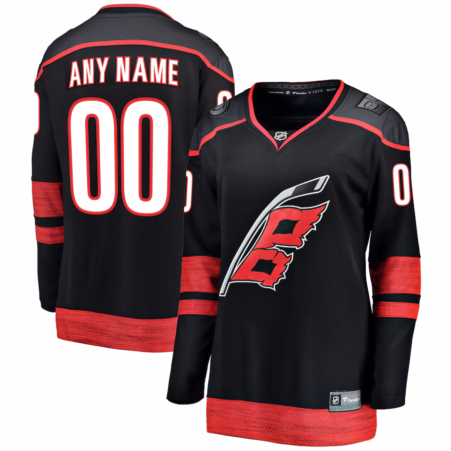 Women's Carolina Hurricanes Fanatics Black Home Breakaway Custom Jersey - Puhuasuan