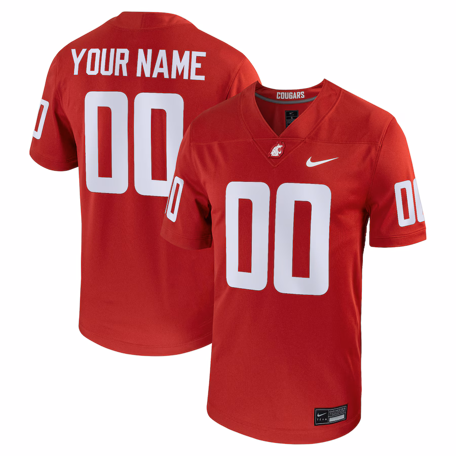 Men's Nike  Crimson Washington State Cougars Football Custom Game Jersey - Puhuasuan