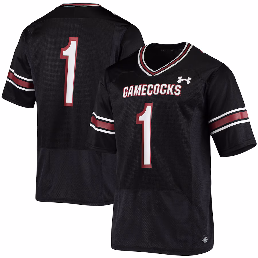 #1 South Carolina Gamecocks Under Armour Logo Replica Football Jersey - Black - Puhuasuan