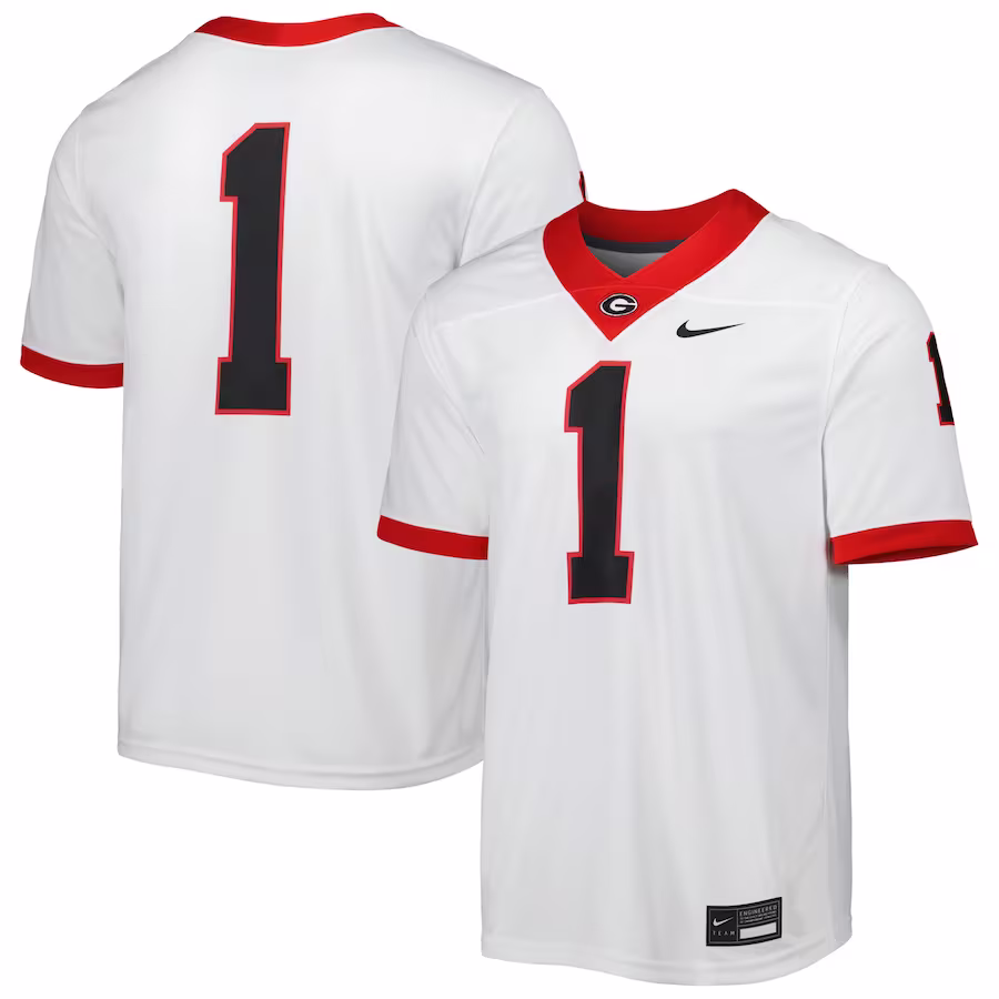 Georgia Bulldogs Nike #1 Away Game Jersey - White - Puhuasuan