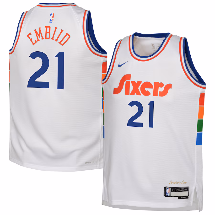 Youth Philadelphia 76ers Joel Embiid Nike White 2024/25 Swingman Player Jersey - City Edition - Puhuasuan