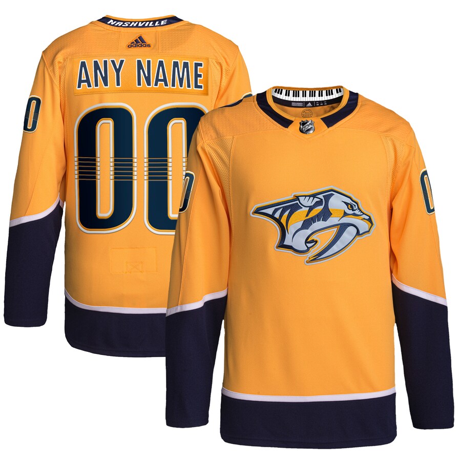 Men's Nashville Predators adidas Gold Home Primegreen Authentic Pro Custom Jersey - Puhuasuan