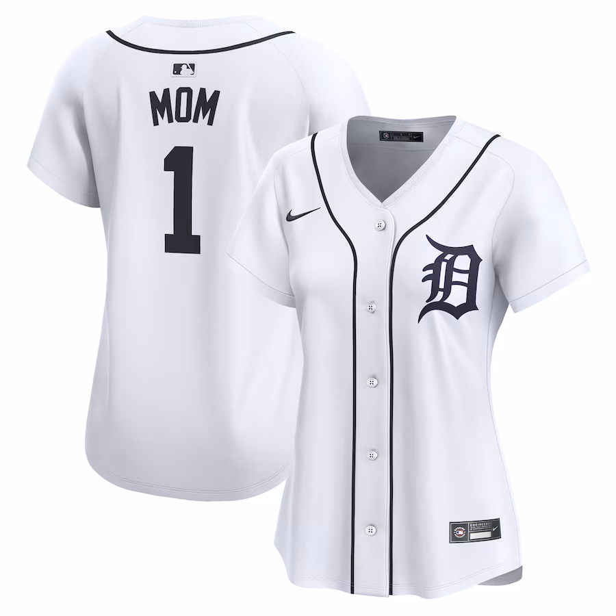 Women's Detroit Tigers Nike White #1 Mom Home Limited Jersey - Puhuasuan