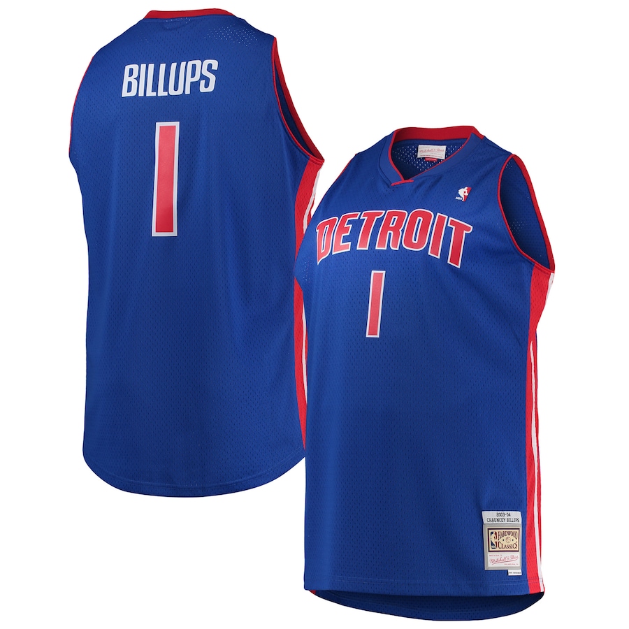 Men's Detroit Pistons Chauncey Billups Mitchell & Ness Blue 2003/04 Big & Tall Hardwood Classics Swingman Jersey - Puhuasuan