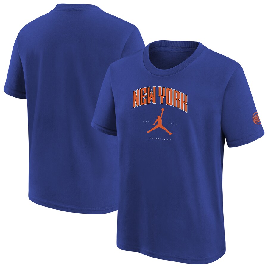 Youth New York Knicks Jordan Brand Blue Essential Cities T-Shirt - Puhuasuan