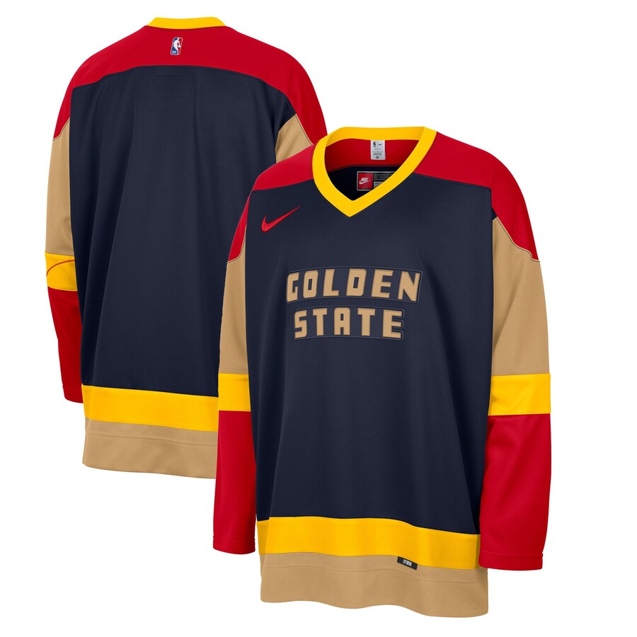 Men's Golden State Warriors Nike Navy 2024/25 City Edition Courtside Heavyweight Hockey Jersey - Puhuasuan