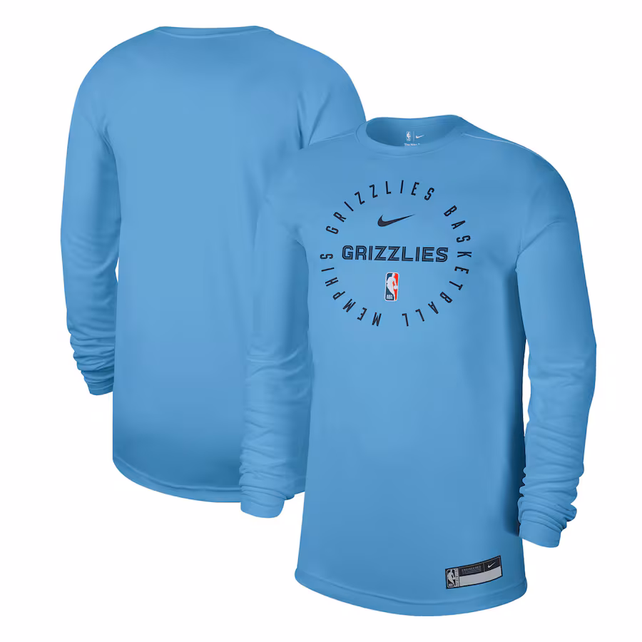Men's Memphis Grizzlies Nike Light Blue 2024/25 Legend On-Court Practice Long Sleeve T-Shirt - Puhuasuan