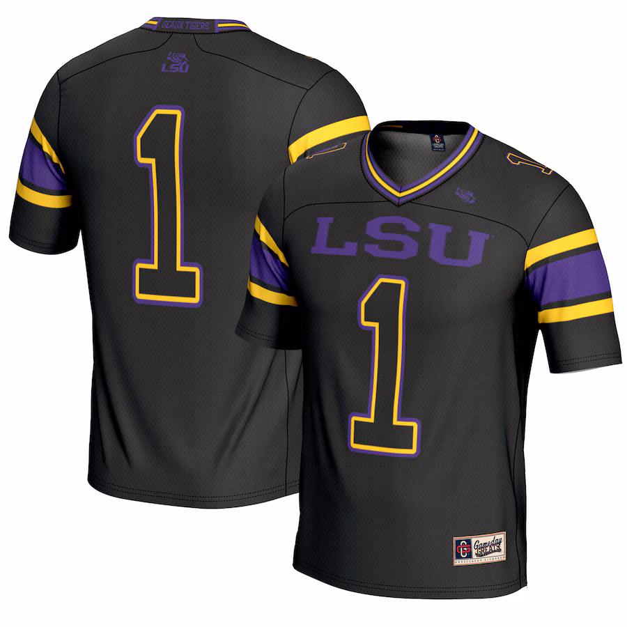 Men's GameDay Greats #1 Black LSU Tigers Endzone Football Jersey - Puhuasuan