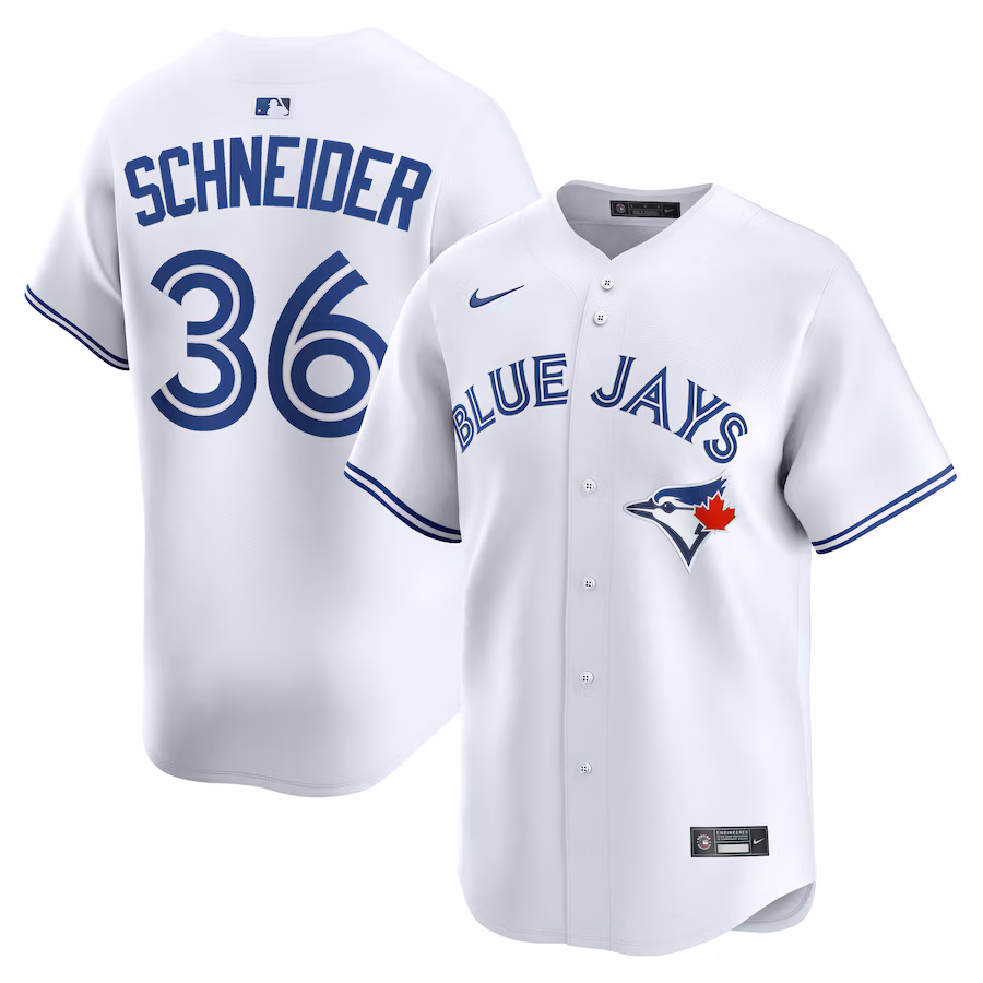 Men's Toronto Blue Jays Davis Schneider Nike White Home Limited Jersey - Puhuasuan