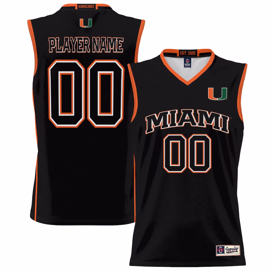 Miami Hurricanes GameDay Greats Unisex NIL Pick-A-Player Lightweight Basketball Jersey - Black - Puhuasuan