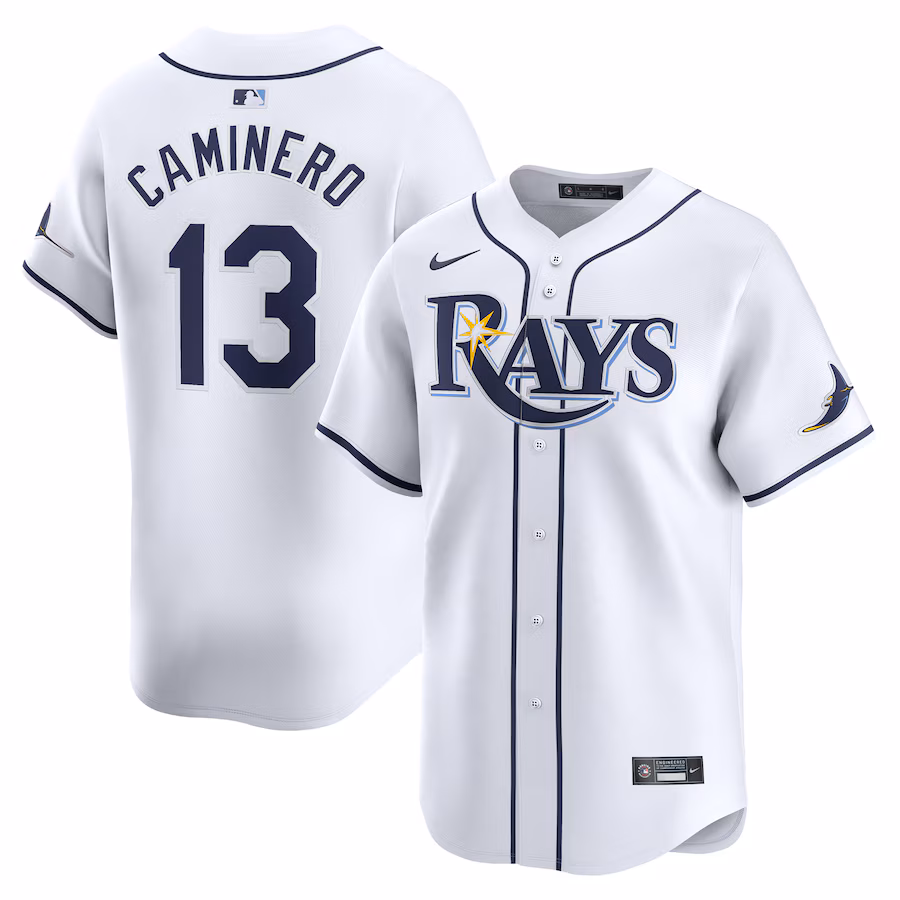 Men's Tampa Bay Rays Junior Caminero Nike White Home Limited Player Jersey - Puhuasuan