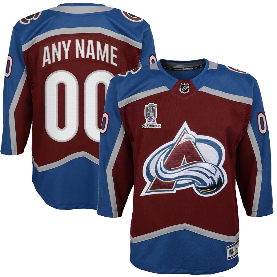 Youth Colorado Avalanche Burgundy Home 2022 Stanley Cup Champions Premier Custom Jersey - Puhuasuan