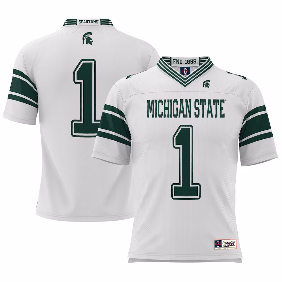 #1 Michigan State Spartans GameDay Greats Youth Football Jersey - White - Puhuasuan