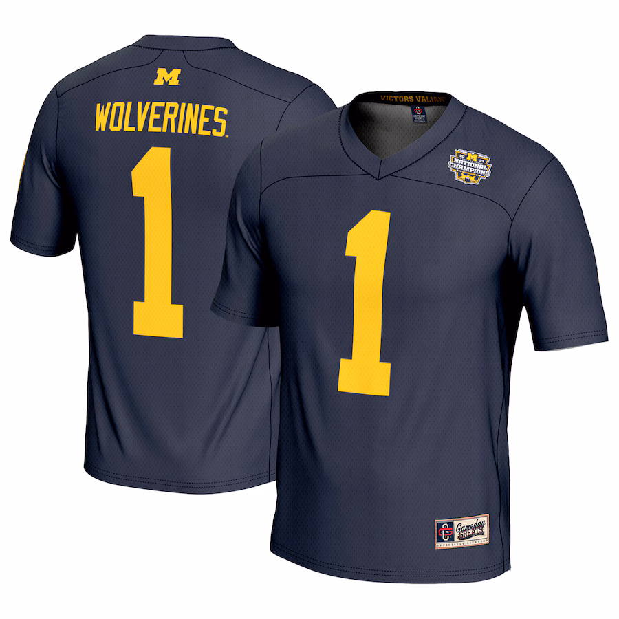 Men's GameDay Greats #1 Navy Michigan Wolverines College Football Playoff 2023 National Champions Lightweight Fashion Jersey - Puhuasuan