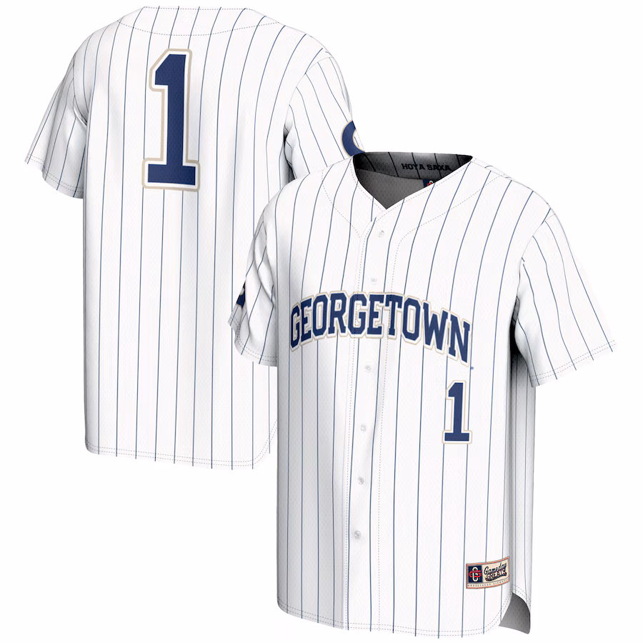 Men's GameDay Greats #1 White Georgetown Hoyas Lightweight Baseball Fashion Jersey - Puhuasuan