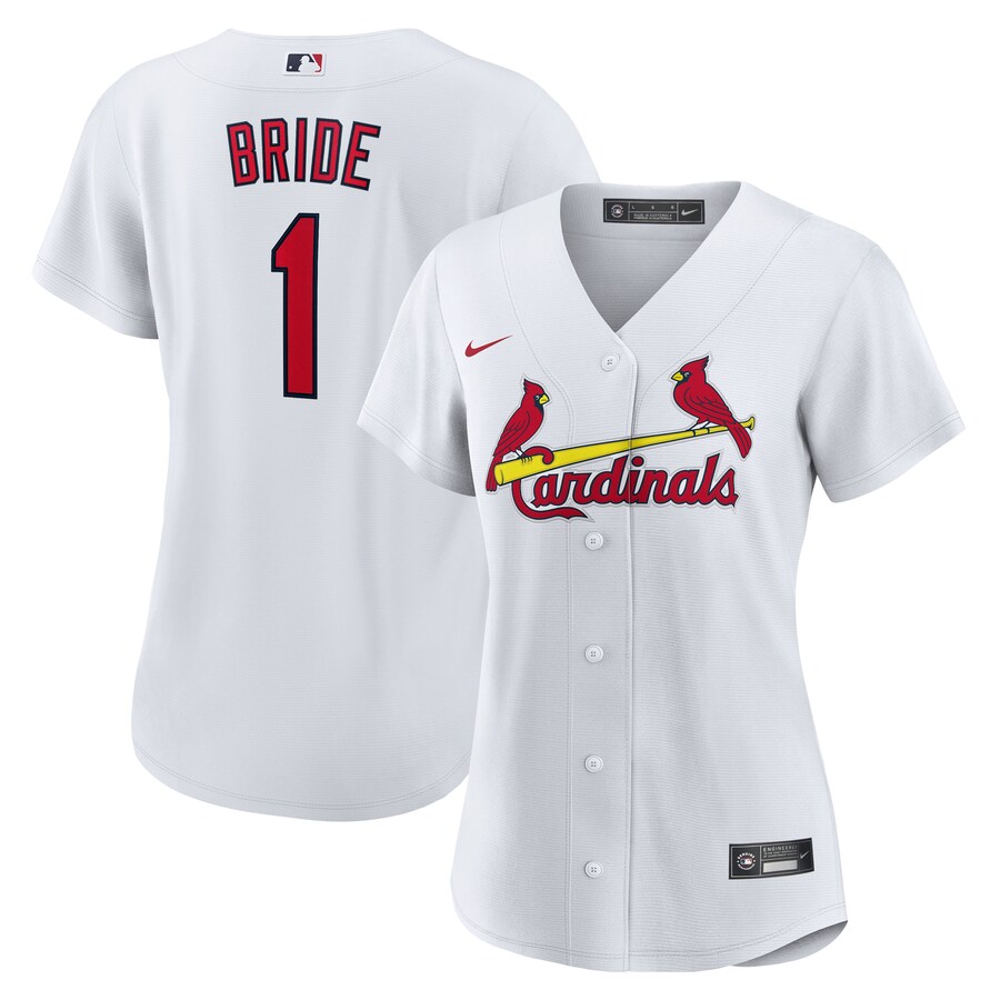 Women's St. Louis Cardinals Nike White #1 Bride Home Replica Jersey - Puhuasuan