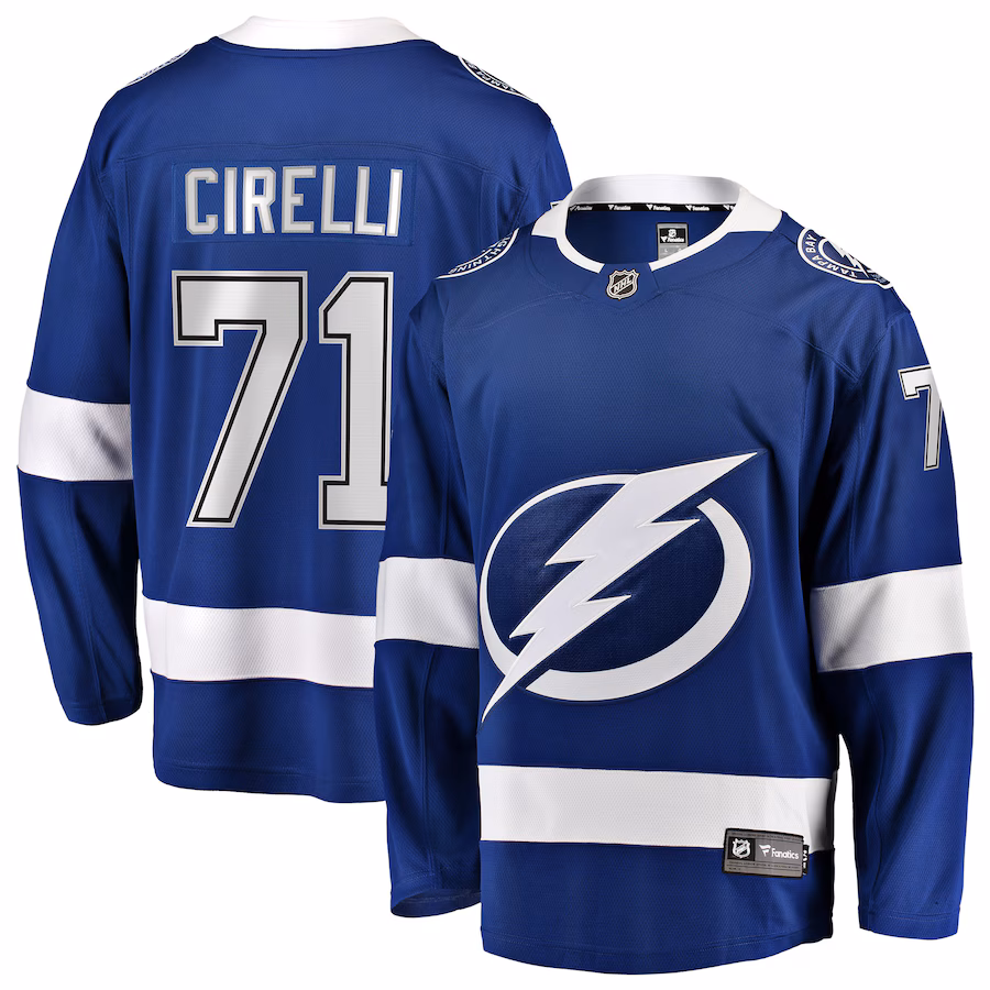 Men's Tampa Bay Lightning Anthony Cirelli Fanatics Blue Home Breakaway Player Jersey - Puhuasuan