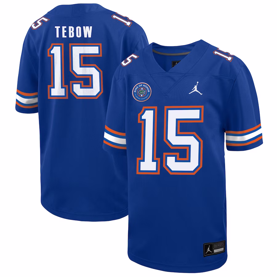 Tim Tebow Florida Gators Jordan Brand Youth Ring of Honor Untouchable Replica Jersey - Royal - Puhuasuan