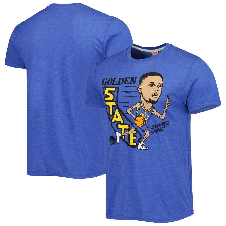 Men's Golden State Warriors Stephen Curry Homage Royal Caricature Tri-Blend T-Shirt - Puhuasuan