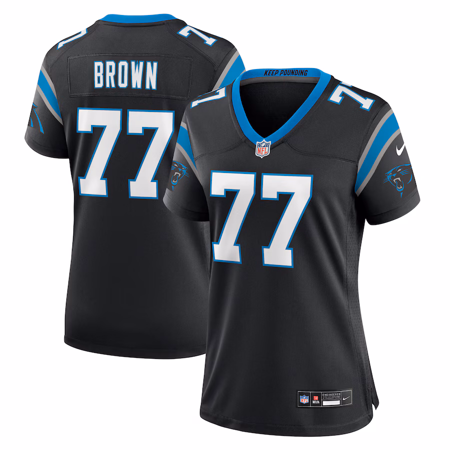 Women's Carolina Panthers Deonte Brown Nike Black Team Game Jersey - Puhuasuan