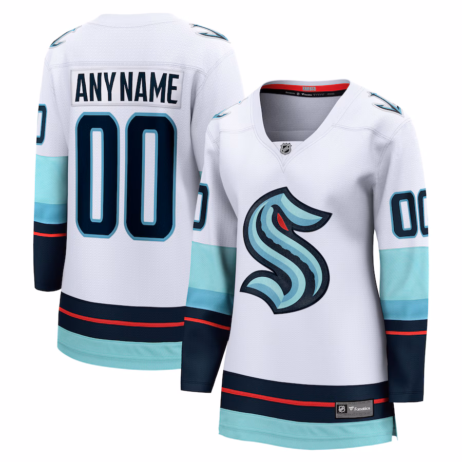 Women's Seattle Kraken Fanatics White Away Breakaway Custom Jersey - Puhuasuan