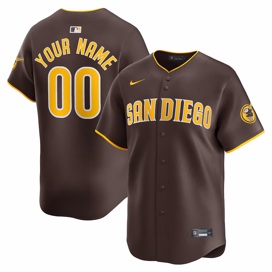 Men's San Diego Padres  Nike Brown Away Limited Custom Jersey - Puhuasuan