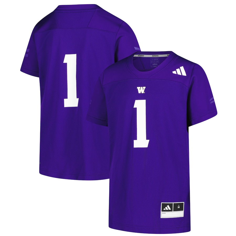 Youth adidas #1 Purple Washington Huskies Replica Jersey - Puhuasuan