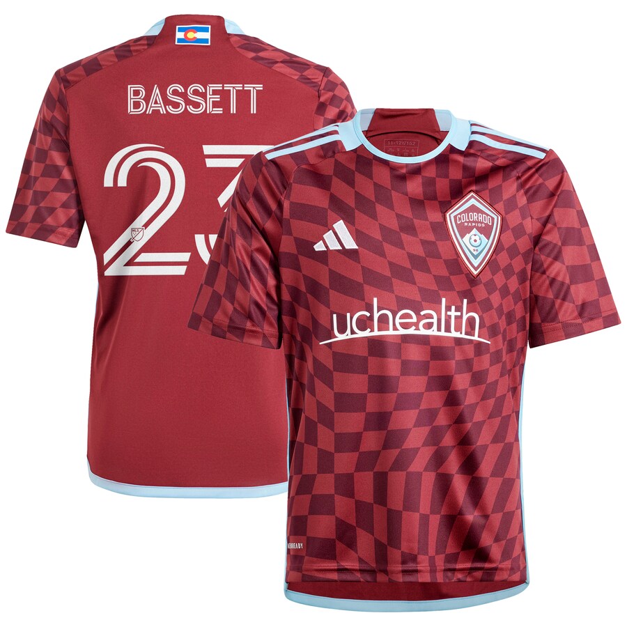 Youth Colorado Rapids Cole Bassett adidas Burgundy 2024 One Flag Kit Replica Player Jersey - Puhuasuan