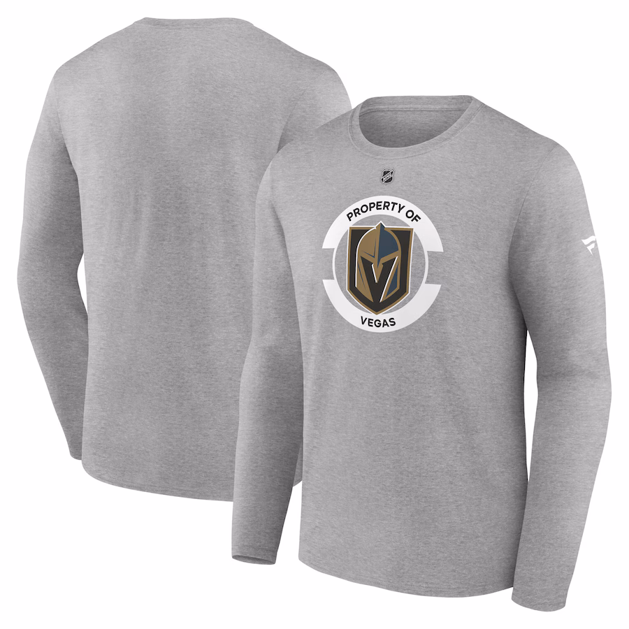 Men's Vegas Golden Knights Fanatics Heather Gray Authentic Pro Core Secondary Long Sleeve T-Shirt - Puhuasuan
