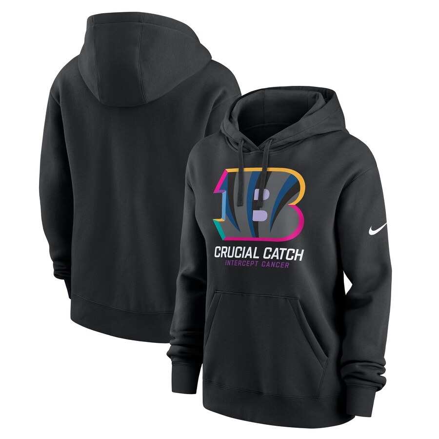 Women's Cincinnati Bengals  Nike Black 2024 NFL Crucial Catch Club Pullover Hoodie - Puhuasuan