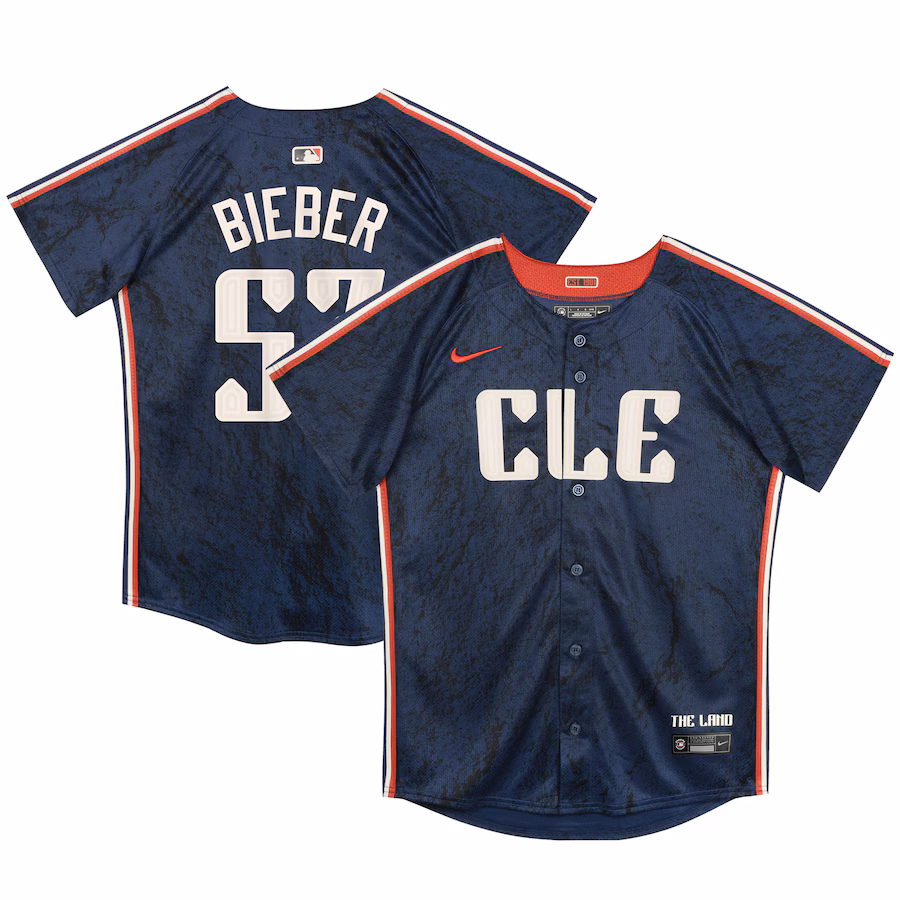Preschool Cleveland Guardians Shane Bieber Nike Navy 2024 City Connect Limited Jersey - Puhuasuan