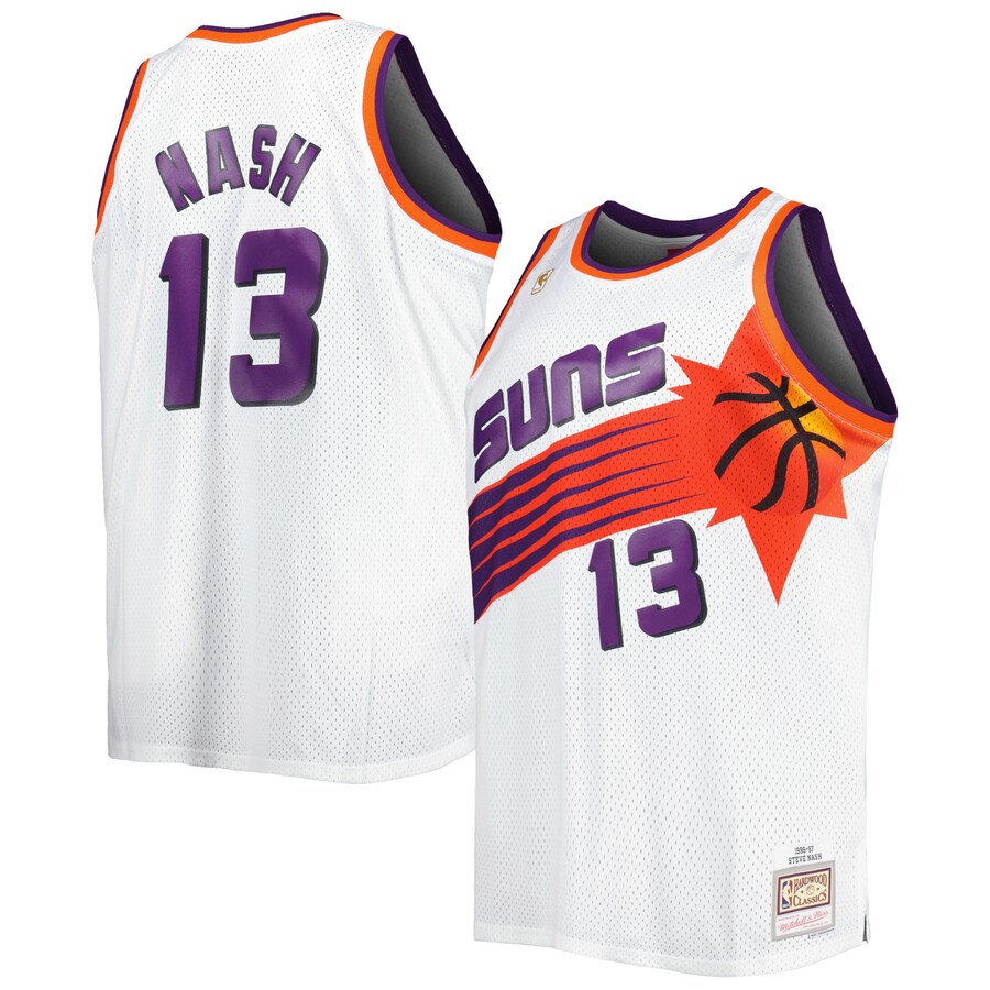 Men's Phoenix Suns Steve Nash Mitchell & Ness White Big & Tall Hardwood Classics 1996/97 Swingman Jersey - Puhuasuan