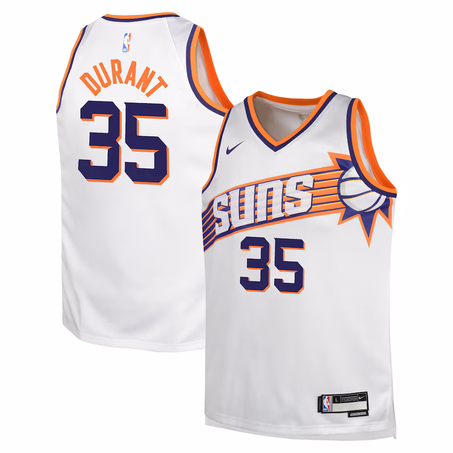 Youth Phoenix Suns Kevin Durant Nike White Swingman Jersey - Association Edition - Puhuasuan