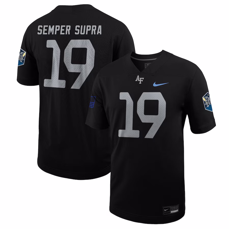 #19 Air Force Falcons Nike Space Force Rivalry Alternate Game Football Jersey - Black - Puhuasuan