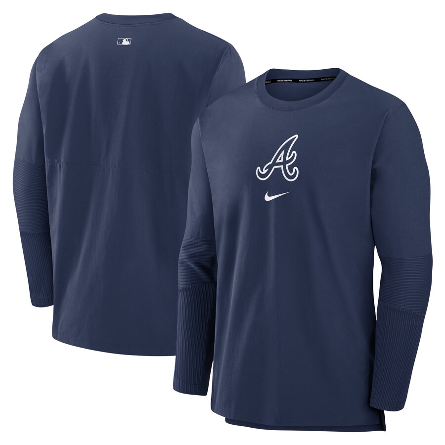 Men's Atlanta Braves Nike Navy Authentic Collection Player Performance Pullover Sweatshirt - Puhuasuan