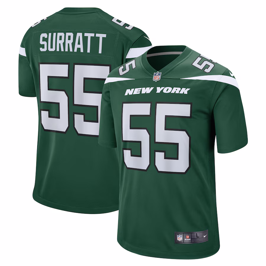 Men's New York Jets Chazz Surratt Nike Gotham Green Game Player Jersey - Puhuasuan