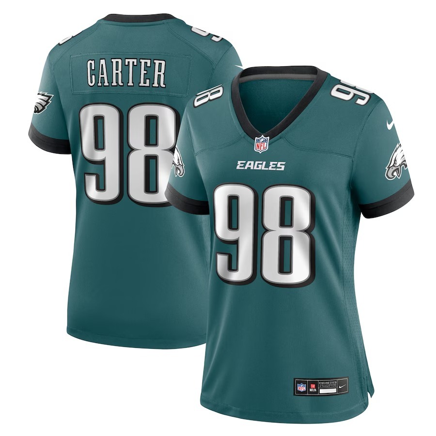 Women's Philadelphia Eagles Jalen Carter Nike Midnight Green Team Game Jersey - Puhuasuan