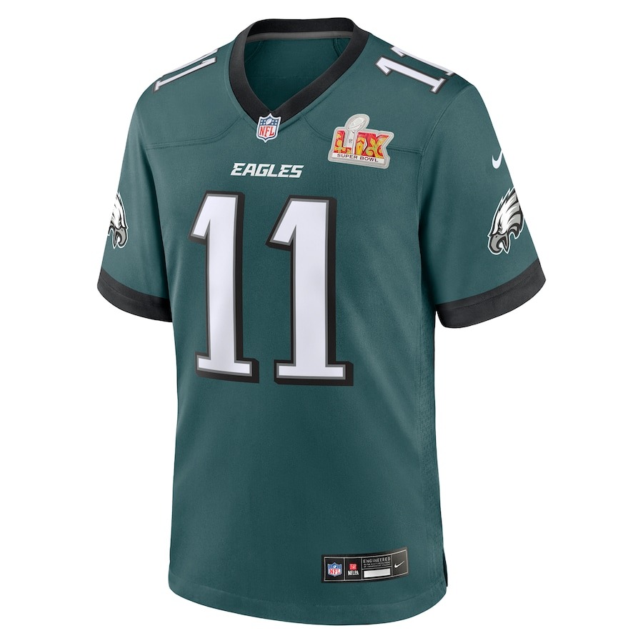 Men's Philadelphia Eagles A.J. Brown Nike Midnight Green Super Bowl LIX Game Player Jersey - Puhuasuan