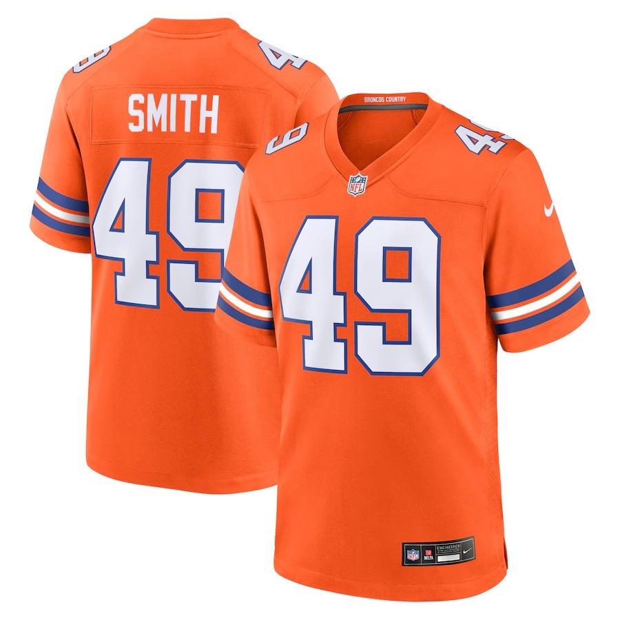 Men's Denver Broncos Dennis Smith Nike Orange Mile High Collection 1977 Throwback Retired Player Game Jersey - Puhuasuan