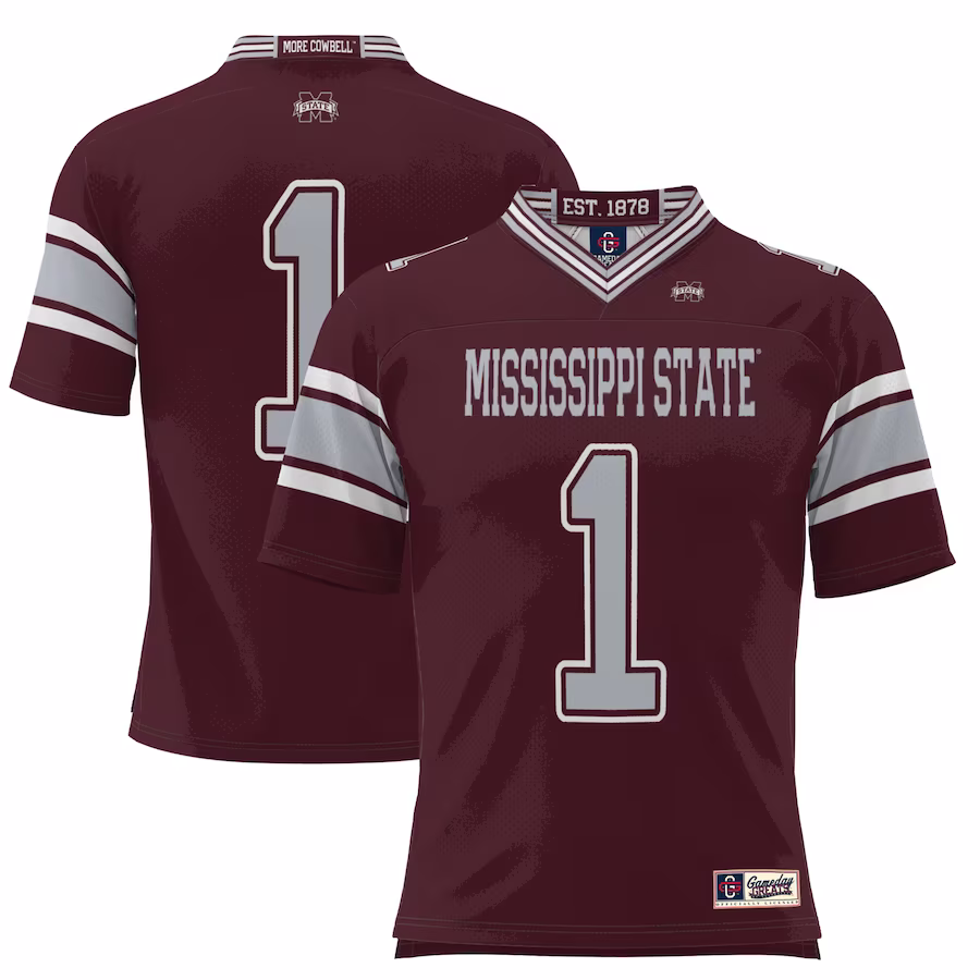 #1 Mississippi State Bulldogs GameDay Greats Football Jersey - Maroon - Puhuasuan
